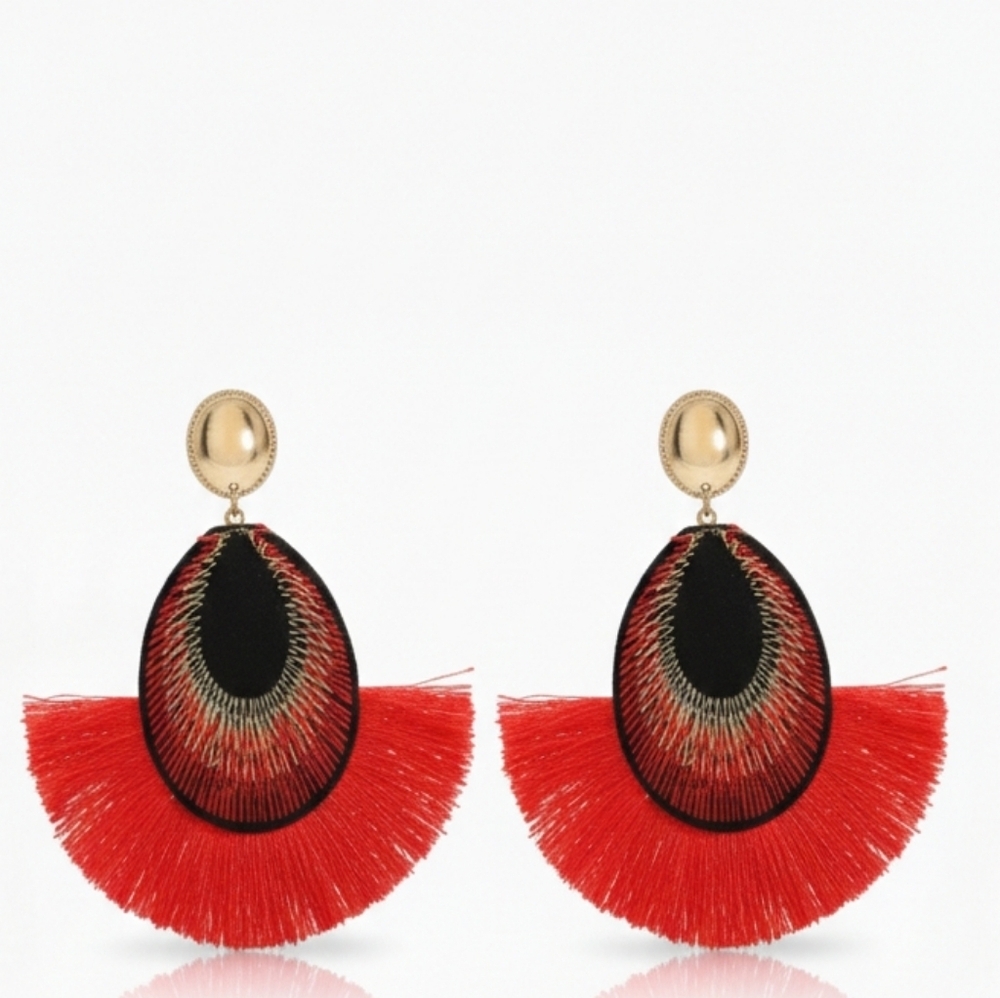 Bohemia Lady Red Tassel Earrings